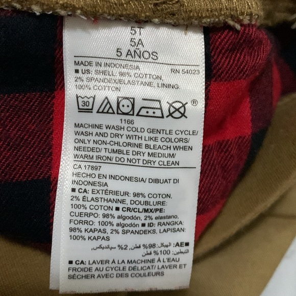 Old Navy pants lined with plaid black and red fabric. - Picture 5 of 6